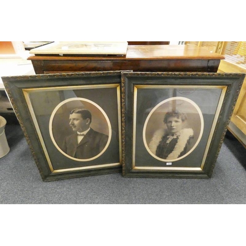 1024 - 2 FRAMED PORTRAITS OF 19TH CENTURY MAN & WOMEN, 52 X 41 CM