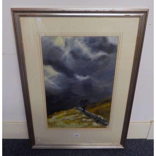 1103 - ANNETTE J STEPHEN (ARR) NORTH SEA VISTA SIGNED FRAMED WATERCOLOUR LABEL TO REVERSE 53 X 36 CM