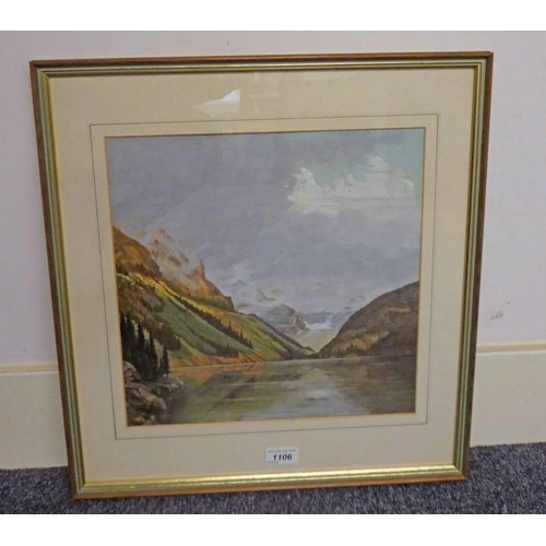 1106 - LEOPOLD HERTIC SOUREK LAKE LOUISE - CANADA  SIGNED FRAMED WATERCOLOUR 33 X 34 CM