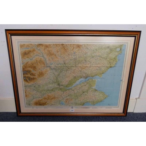 1108 - FRAMED BARTHOLOMEW'S REVISED HALF INCH MAP OF FIRTH OF TAY, GREAT BRITAIN SHEET 49, SCOTLAND NO.13, ... 