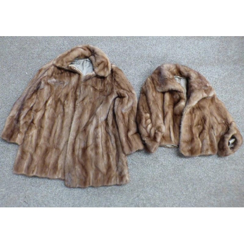 1479 - FUR COAT, M.M INITIALS STITCHED TO INNER, WITH MATCHING FUR STOLE