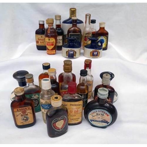 2036 - SELECTION OF VARIOUS RUM MINIATURES TO INCLUDE PUSSER'S NAVY RUM, O.V.D., GULF STREAM ETC.