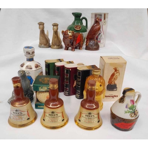 2042 - SELECTION OF VARIOUS BLENDED WHISKY PORCELAIN MINIATURE DECANTERS TO INCLUDE BELL'S GLENEAGLES ETC.