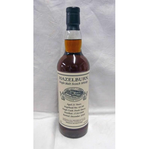 2062 - 1 BOTTLE HAZELBURN 21 YEAR OLD SINGLE MALT WHISKY, DISTILLED  17/9/1999 - 70CL, 47.0 % VOL