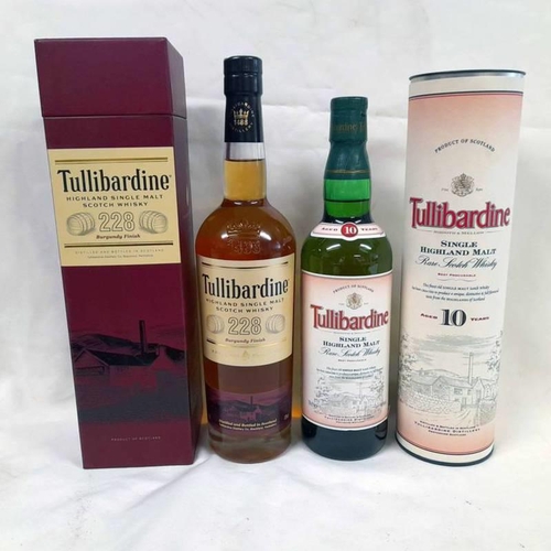 2070 - 2 BOTTLES OF TULLIBARDINE SINGLE MALT WHISKY : 228 BURGUNDY FINISH - 70CL, 43% VOL. BOXED & THE 10 Y... 