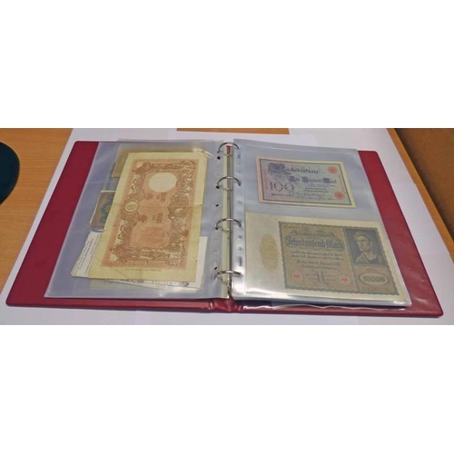 2440 - VARIOUS BANKNOTES IN ALBUM TO INCLUDE BANK OF ZIMBABWE, UGANDA, RHODESIA, SAUDI ARABIA, JERSEY, CHIN... 