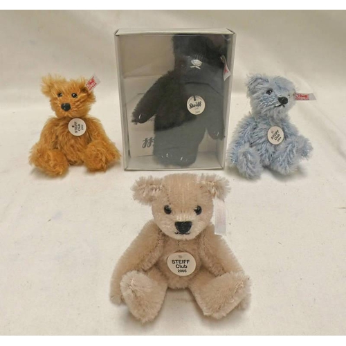 2509 - FOUR 7CM STEIFF COLLECTORS CLUB TEDDY BEARS INCLUDING YEARS 2002, 2004, 2005 AND 2009 (BOXED)