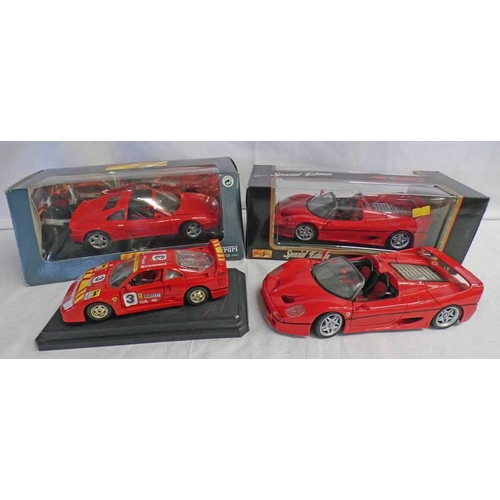 2512 - FOUR MAISTO & BURAGO 1:18/24 SCALE MODEL FERRARIS INCLUDING F50S, F40 AND 348TS