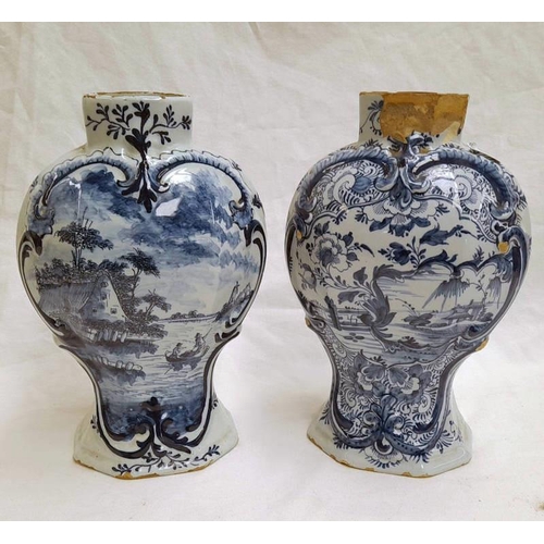 3064 - PAIR OF 19TH CENTURY DELFT VASES.  HEIGHT 26 CMS