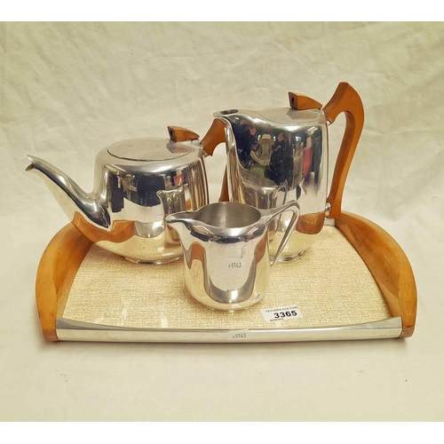 3365 - 3 PIECE PICQUOT WARE TEASET & PICQUOT WARE TRAY