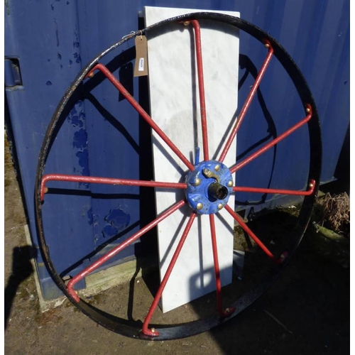 6096 - PAINTED CAST IRON CART WHEEL DIAMETER 123 CM