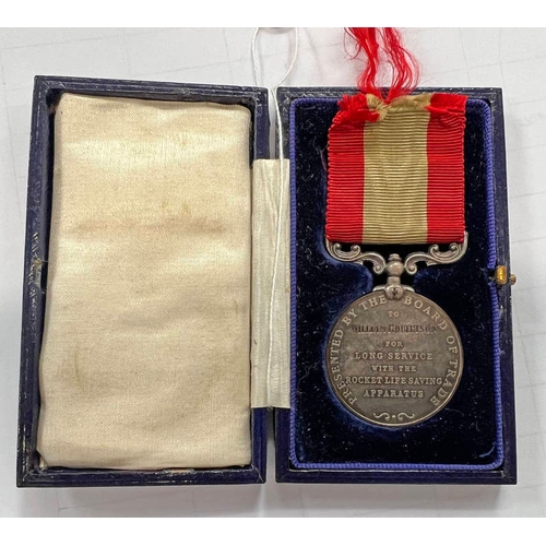 1007 - GEORGE V FOR LONG SERVICE WITH THE ROCKET LIFE SAVING APPARATUS AWARDED TO WILLIAM ROBERTSON AND PRE... 