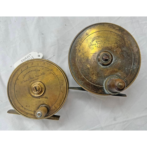 1025D - 2 BERNARD & SON LONDON BRASS REELS, 3'' AND 3 3/4'' -2-