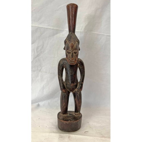 1242 - SENUFO POUNDER CARVED WOODEN FIGURE,  34CM TALL