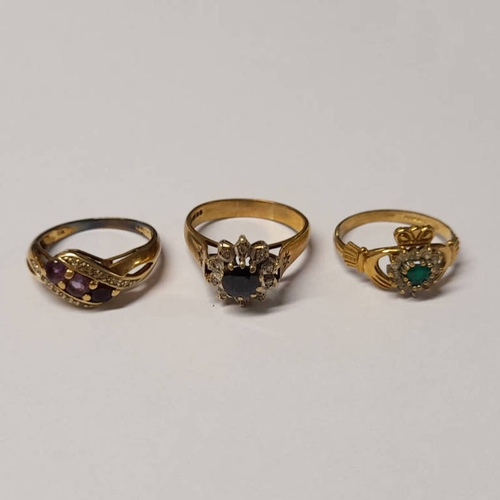 137 - 3 X 9CT GOLD DRESS RINGS - 9.2G