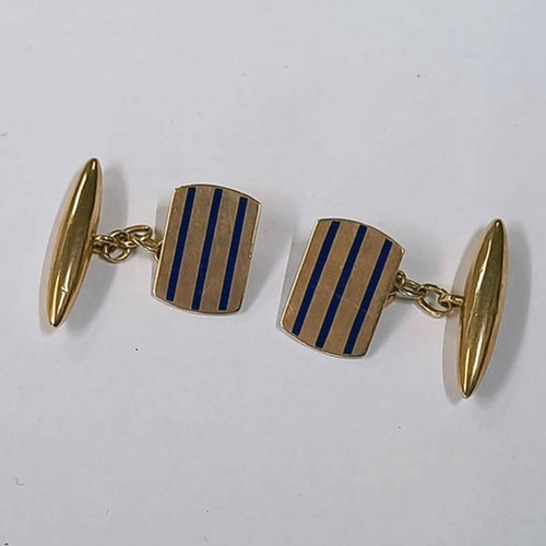 138 - PAIR OF 9CT GOLD & ENAMEL CUFFLINKS - 5.1G