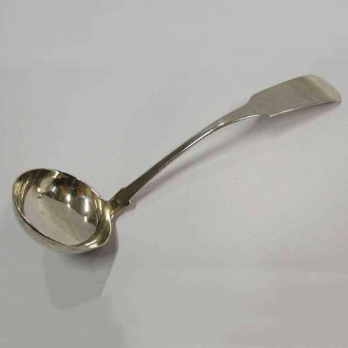 148 - 19TH CENTURY SCOTTISH PROVINCIAL SILVER FIDDLE PATTERN TODDY LADLE POSSIBLY BY JAMES CORNFUTE OF PER... 