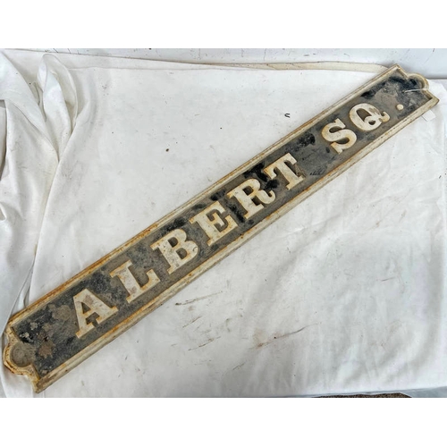 1505 - ALBERT SQUARE ''ALBERT SQ'' CAST METAL STREET SIGN, 109CM LONG