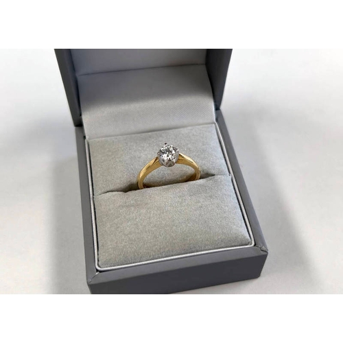 151 - 18CT GOLD DIAMOND SINGLE STONE RING, APPROX 0.4 CARATS. APPROX COLOUR G, APPROX CLARITY Vs2/Si1