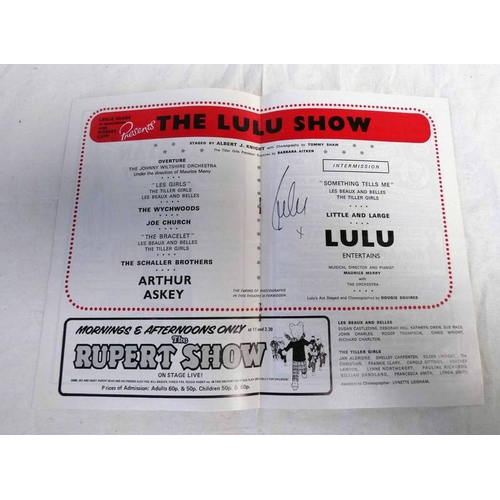 1545 - THE LULU SHOW AUTOGRAPHED PROGRAMME, TO INCLUDE SIGNATURES BY LULU, LITTLE AND LARGE AND ARTHUR ASKE... 