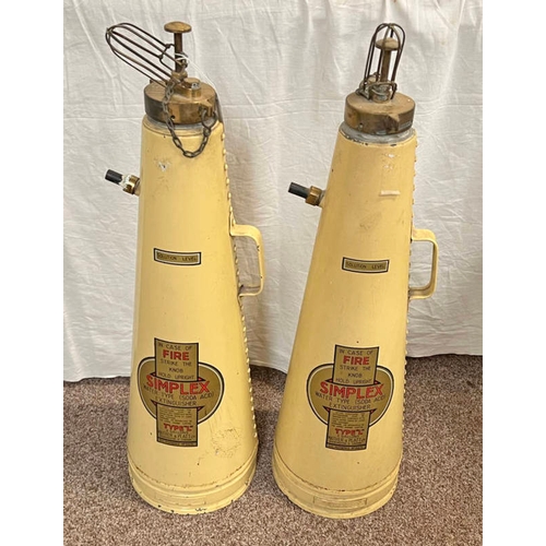 1587 - PAIR OF SIMPLEX TYPE L FIRE EXTINGUISHERS, 75CM TALL