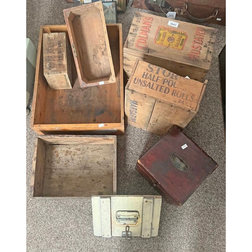 1643 - COLEMANS MUSTARD WOODEN ADVERTISEMENT CRATE, STORK MARGARINE WOODEN CRATE ETC