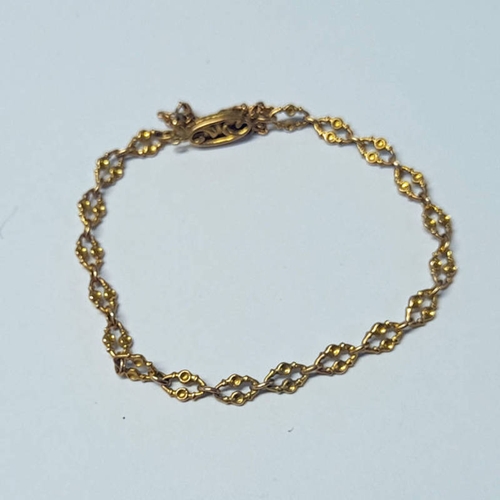 175 - 15CT GOLD FANCY LINK BRACELET - 4.6G, 14 CM