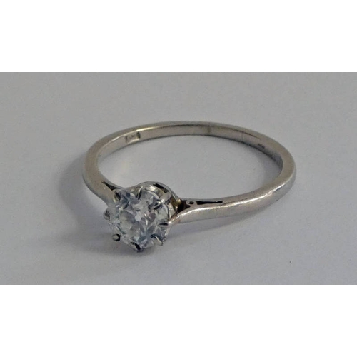 185 - PLATINUM SET DIAMOND SINGLE STONE RING, THE DIAMOND APPROX 0.5 CARATS