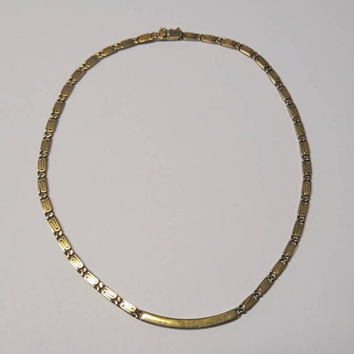 214 - 9CT GOLD COLLAR NECKLACE - 39CM LONG, 21.5G