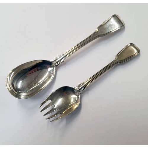 277 - GEORGE III SILVER CHUTNEY FORK & SPOON, LONDON 1836 & 1814 - 90G