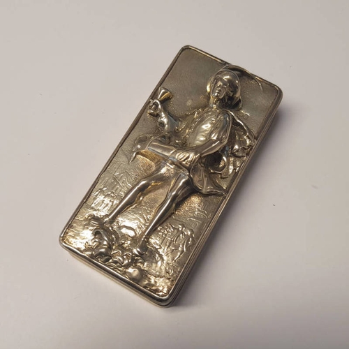 3 - GEORGE IV SILVER PEDLAR SNUFF BOX BY JOHN LINNET. THE OBLONG SNUFF BOX WITH HINGED LID DECORATED IN ... 