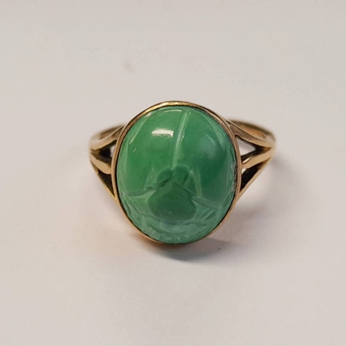 302 - GOLD SCARAB STYLE RING - 3.1G