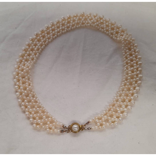 323 - CULTURED PEARL COLLAR NECKLACE - 41CM LONG