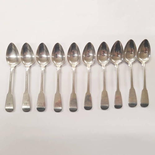 335 - SET 10 SCOTTISH PROVINCIAL SILVER TEASPOONS BY ALEXANDER CAMERON, DUNDEE, CIRCA 1820 - 175 G