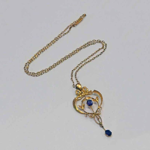 341 - EARLY 20TH CENTURY 9CT GOLD AMETHYST PENDANT ON A 9CT GOLD CHAIN