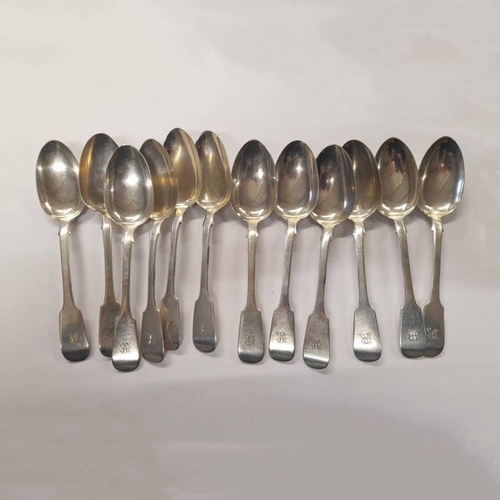 343 - SET OF 12 SCOTTISH PROVINCIAL SILVER DESERT SPOONS BY ALEXANDER CAMERON, OF DUNDEE, EDINBURGH 1848 -... 