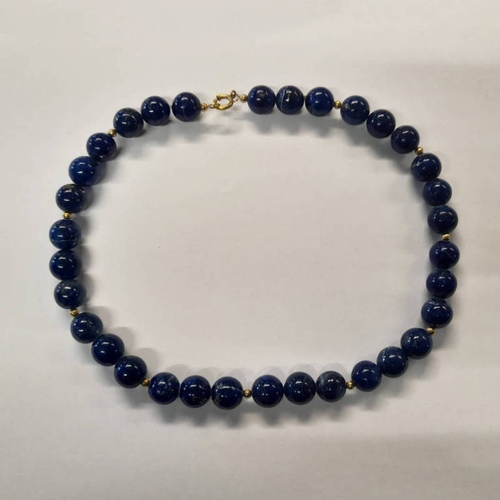 346 - LAPIS LAZULI BEAD NECKLACE - 44CM LONG