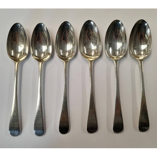 378 - SET OF 6 GEORGE III SILVER BRIGHT CUT TABLESPOONS BY GEORGE SMITH, LONDON 1780-1784 - 395G