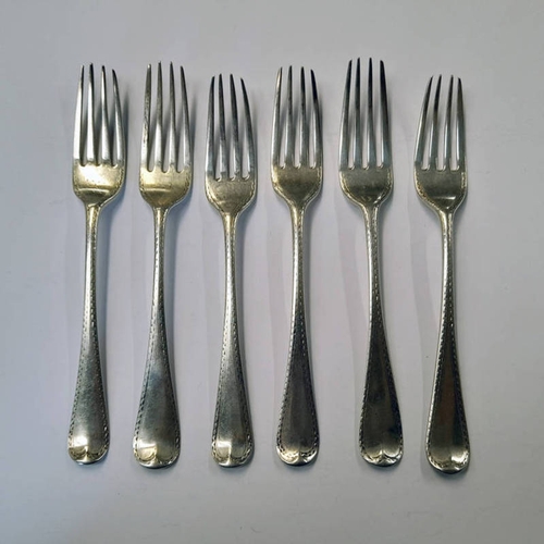 395 - 6 GEORGIAN SILVER BRIGHT-CUT FORKS BY VARIOUS MAKERS- 205G