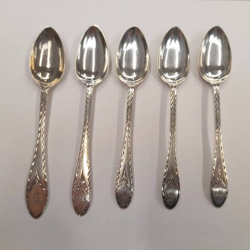 425 - 5  18TH CENTURY SCOTTISH PROVINCIAL SILVER BRIGHT CUT TEASPOONS BY EDWARD LIVINGSTONE, DUNDEE, CIRCA... 