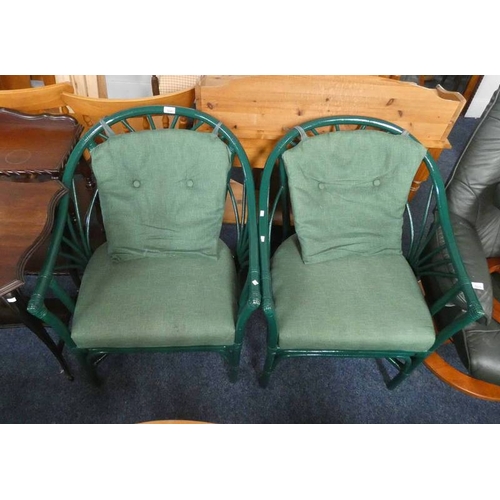 5041 - PAIR OF PAINTED BAMBOO OPEN ARMCHAIRS