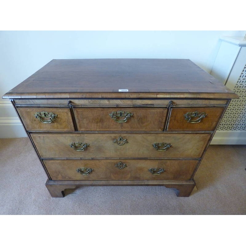 5058 - 19TH CENTURY MAHOGANY CHEST OF DRAWERS WITH WRITING SLIDE OVER 3 SHORT DRAWERS & 2 LONG DRAWERS ON B... 