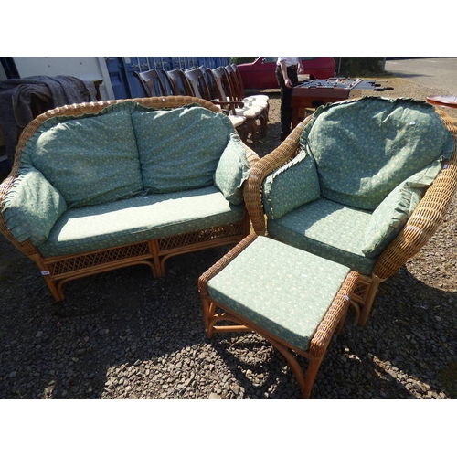 5060 - WICKER WORK 2 PIECE SUITE WITH MATCHING STOOL