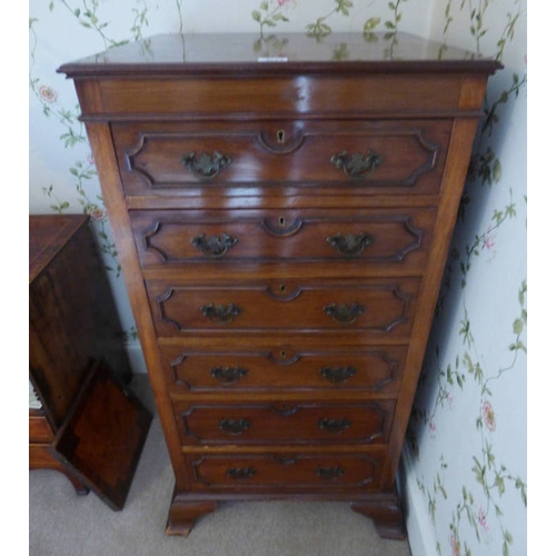 5094 - EARLY 20TH CENTURY MAHOGANY CHEST OF DRAWERS WITH 6 DRAWERS ON BRACKET SUPPORTS, LENGTH 57CM X DEPTH... 