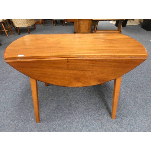 5111 - TEAK DROP LEAF KITCHEN TABLE ON TAPERED SUPPORTS.  18 CM LONG