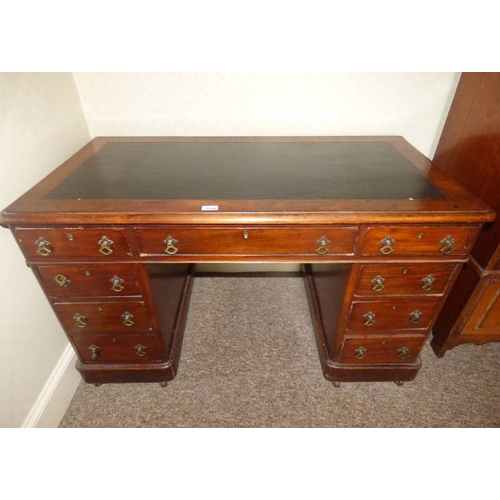 5118 - LATE 19TH CENTURY MAHOGANY KNEEHOLE DESK WITH CENTRALLY SET DRAWER FLANKED BY 2 SETS OF 4 DRAWERS ON... 