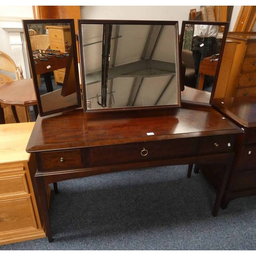 5197 - STAG MAHOGANY DRESSING TABLE WITH 3 MIRROR & 3 DRAWERS, 120CM LONG