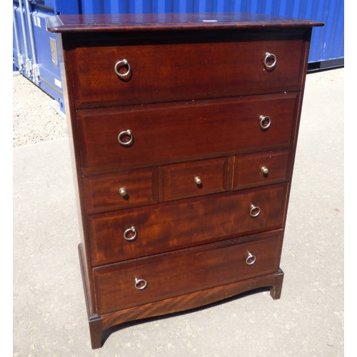 5199 - STAG MAHOGANY CHEST OF 4 LONG & 3 SHORT DRAWERS.  112 CM TALL X 82 CM WIDE