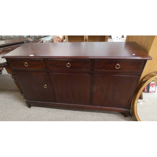 5203 - STAG MAHOGANY SIDEBOARD OF 3 DRAWERS OVER 3 PANEL DOORS.  141 CM LONG