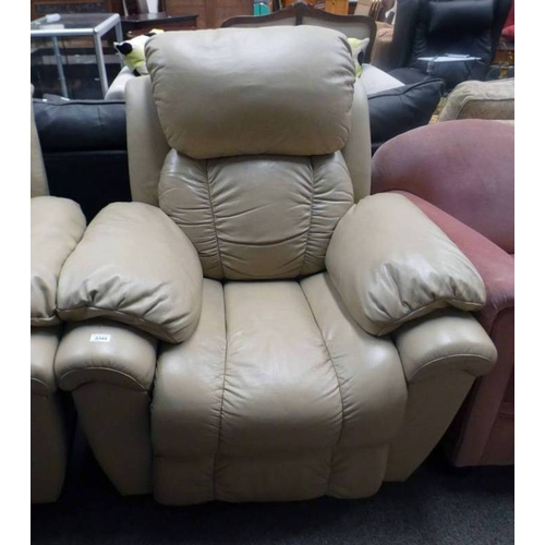 5345 - CREAM LEATHER RECLINING ARMCHAIR